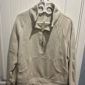 Lululemon Women Cream Half-Zip Sweater